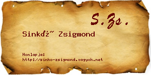 Sinkó Zsigmond névjegykártya